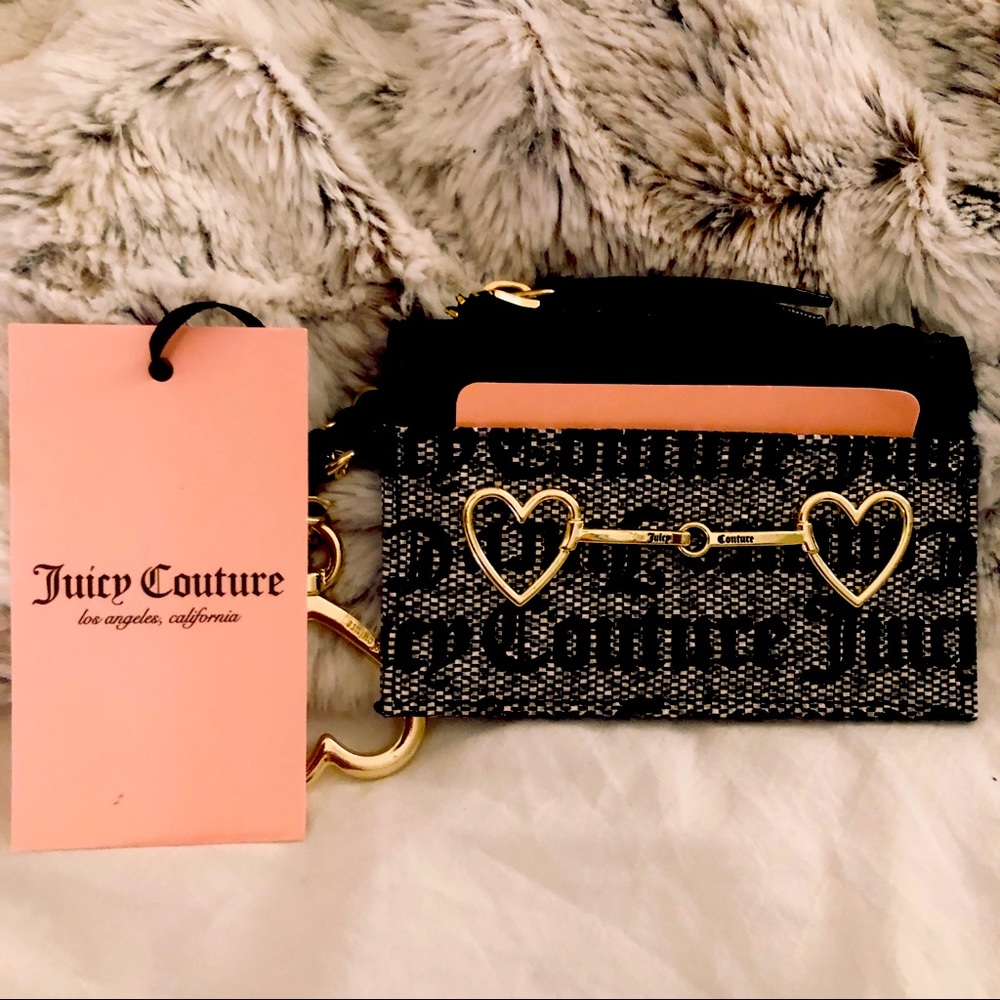 JUICY COUTURE NWT CARD AND COIN HEART ❤️ TO HEART GOTHIC STATUS BLACK